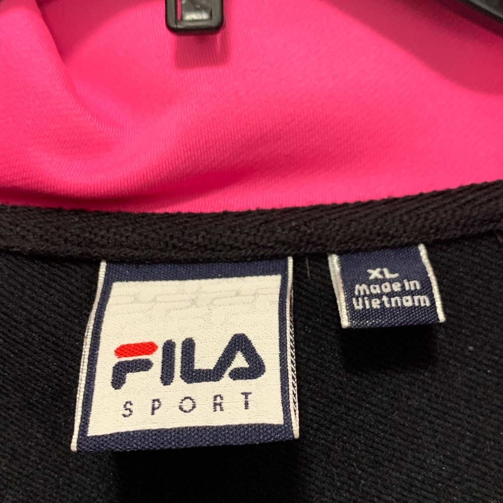 3/$15 Fila Black Pullover Athletic Jacket with Pink Trim Size XL - Picture 3 of 7